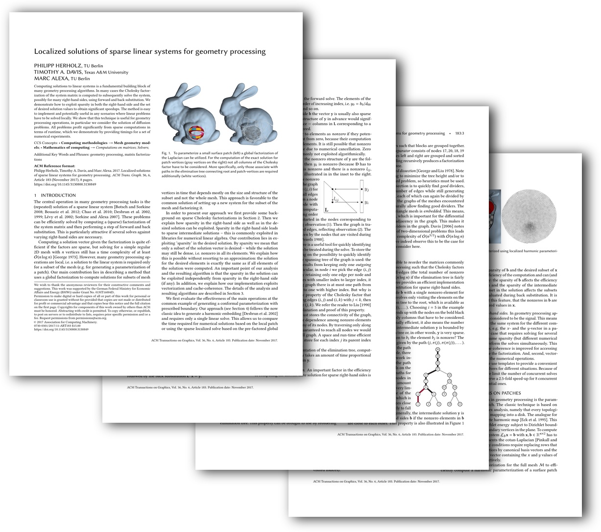 Localized solutions of sparse linear systems for geometry processing