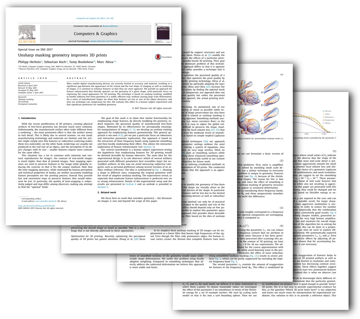 Unsharp Masking Geometry Improves 3D Prints