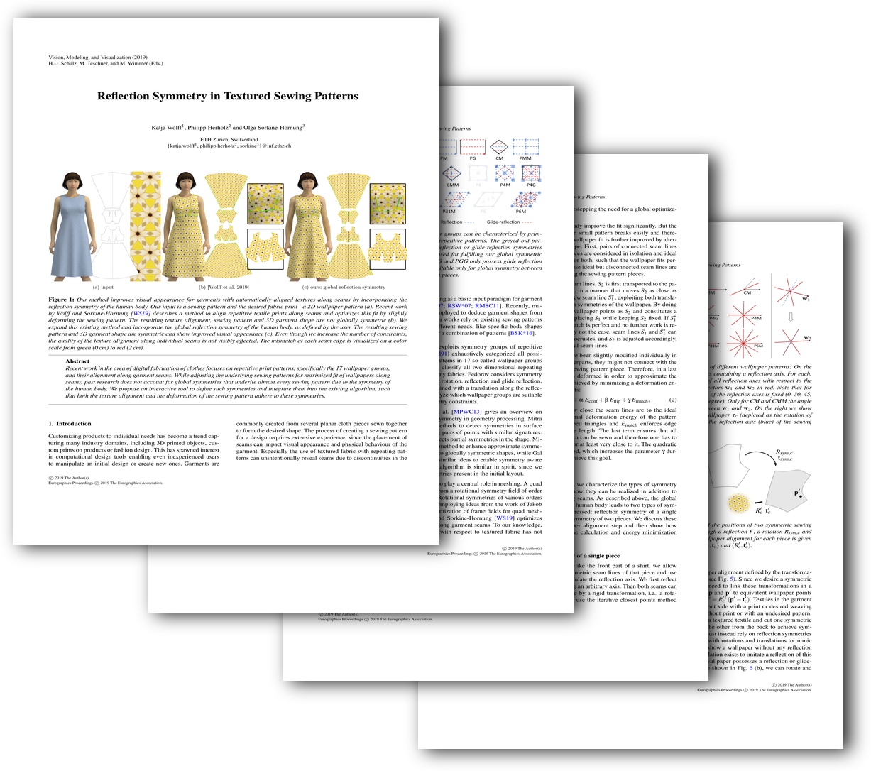 Reﬂection Symmetry in Textured Sewing Patterns